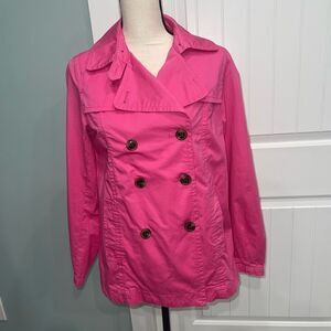Gap, CUTE!!!, Double Breasted hot pink short Trench coat size small